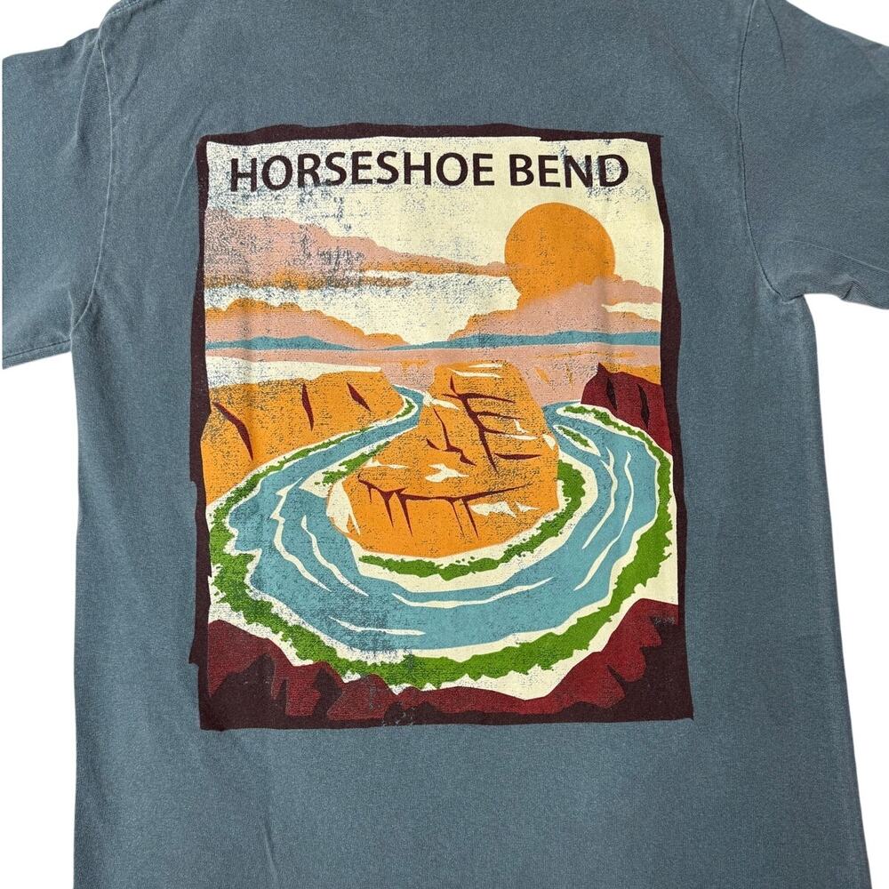 Horseshoe Bend Graphic Tee Blue Gray Outdoor Hiking Souvenir Gorpcore Small - Picture 5 of 13